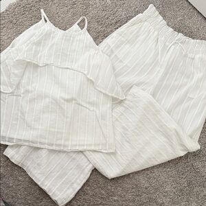 Janie and Jack Cream Striped Kids Set